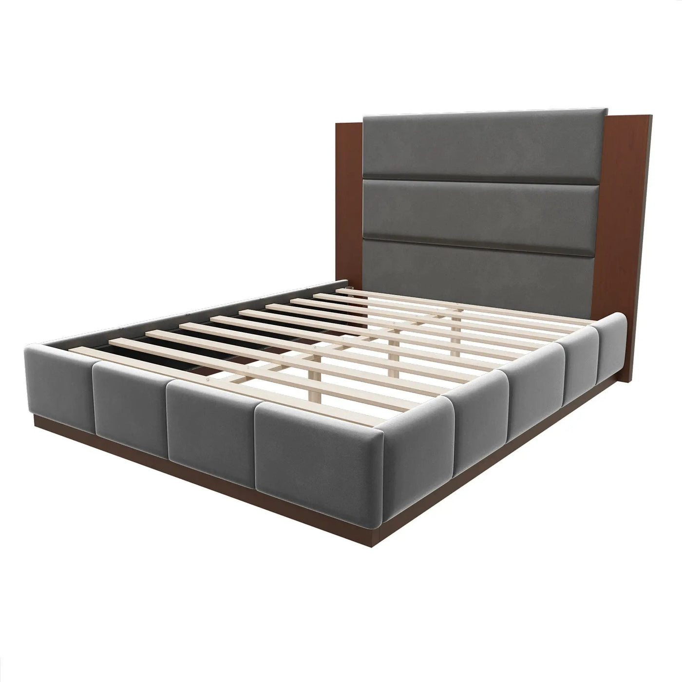 Modern Upholstered Platform Bed With Extended Headboard by HouseOfZazla