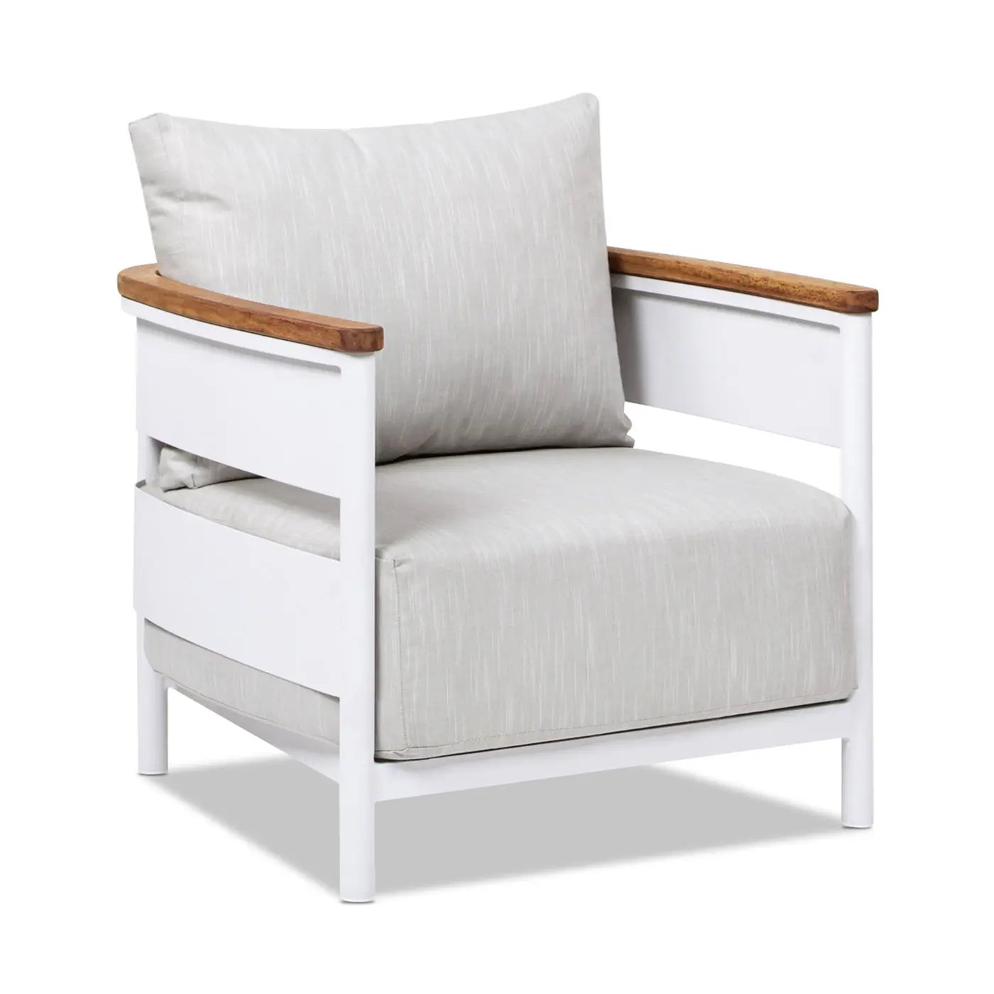 Rhodes 29" Upholstered Teak & Aluminum Patio Arm Chair Birch by HouseOfZazla