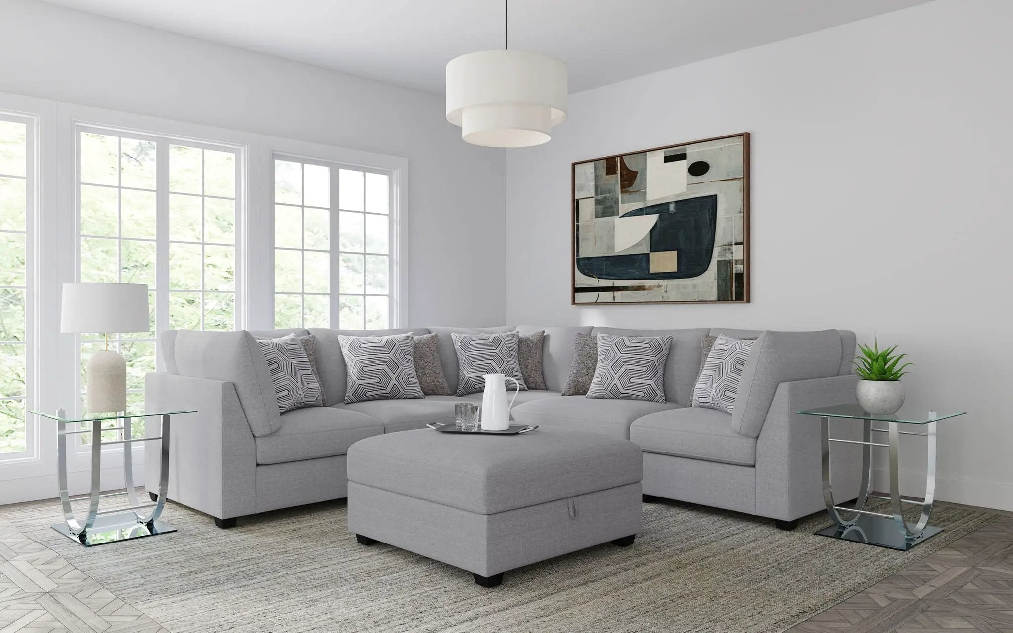 Cambria 6-piece Upholstered Modular Sectional Sofa Grey by Unique Piece Furniture