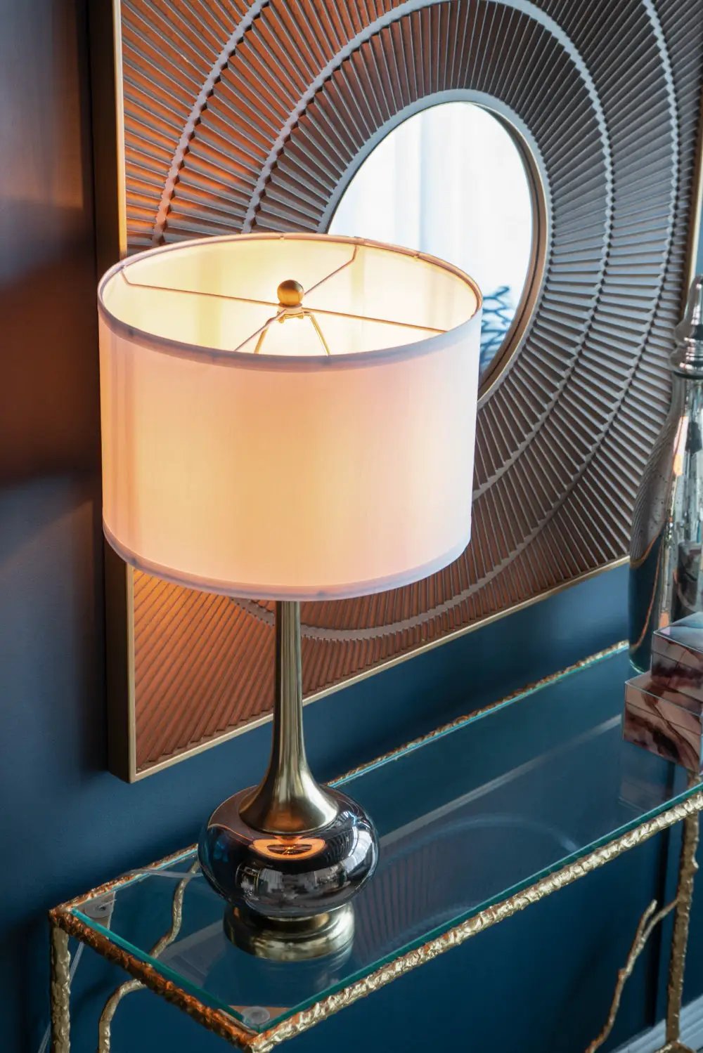 D15x29 Table Lamp with Glass Drum Shade by HouseOfZazla