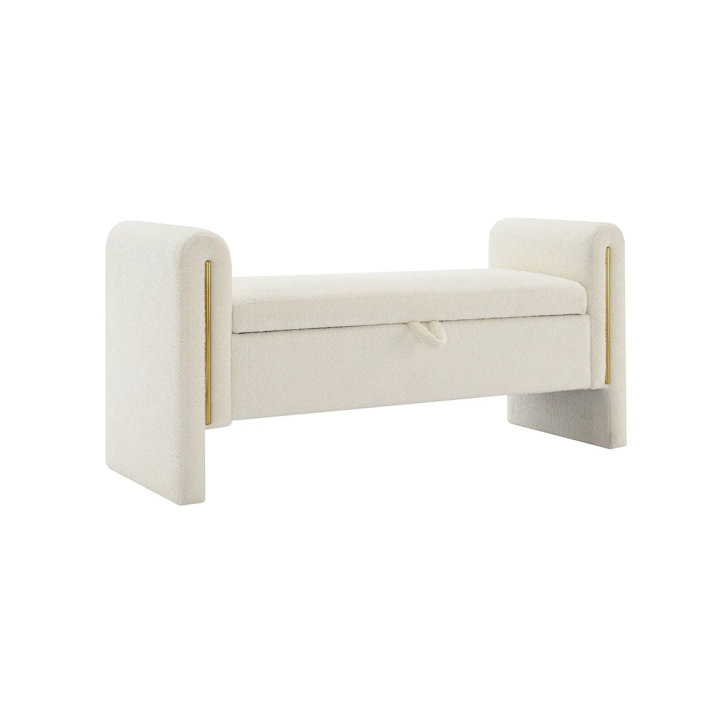 Modern Teddy Upholstered Large Bed End Bench With Arms And Storage by HouseOfZazla