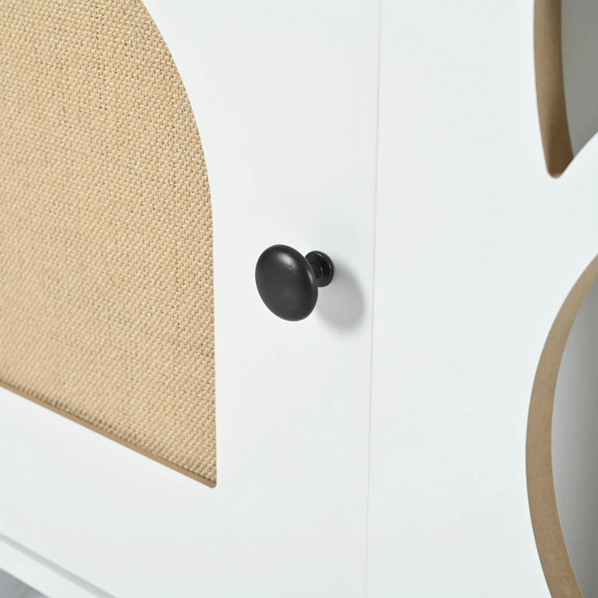 Furniture Style Cat Cabinet Cat Litter Box With Sisal Scratching Door - Cream White by HouseOfZazla