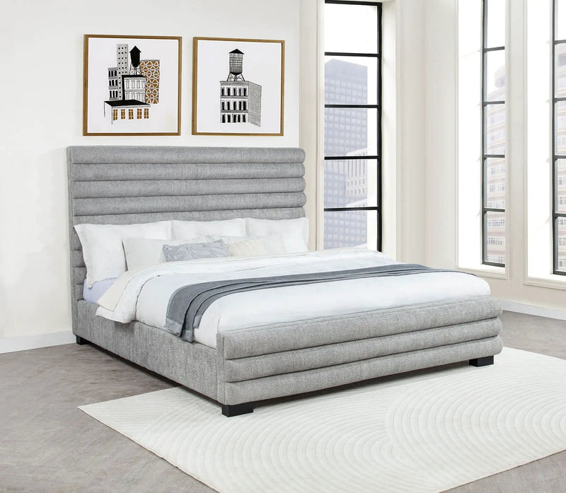Patricia 58-inch Boucle Upholstered Eastern King Bed Grey by Unique Piece Furniture