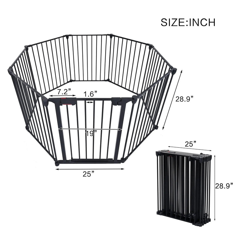 Adjustable Safety Gate Play Yard Metal Doorways Fireplace Fence Christmas Tree Fence Gate For House Stairs Gate Prohibited Area Fence by HouseOfZazla