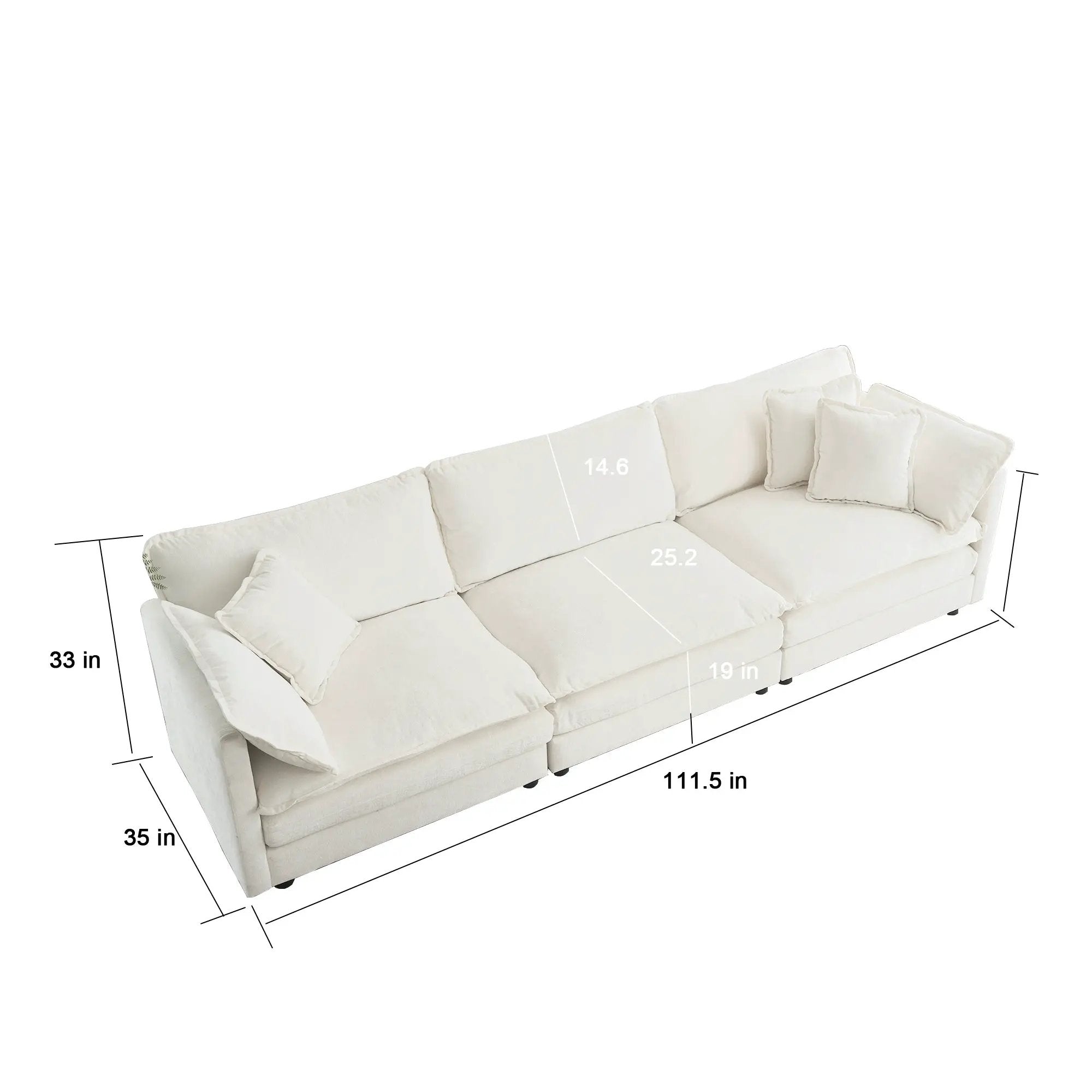 Sofa Set of 2 Chenille Couch, 2+3 Seater Sofa Set Deep Seat Sofa by HouseOfZazla