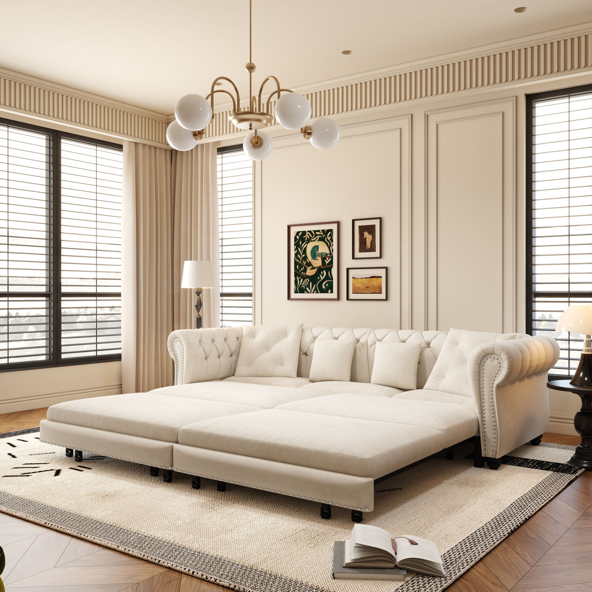 3 In 1 Convertible Sleeper Sofa Bed With Movable Ottoman by HouseOfZazla