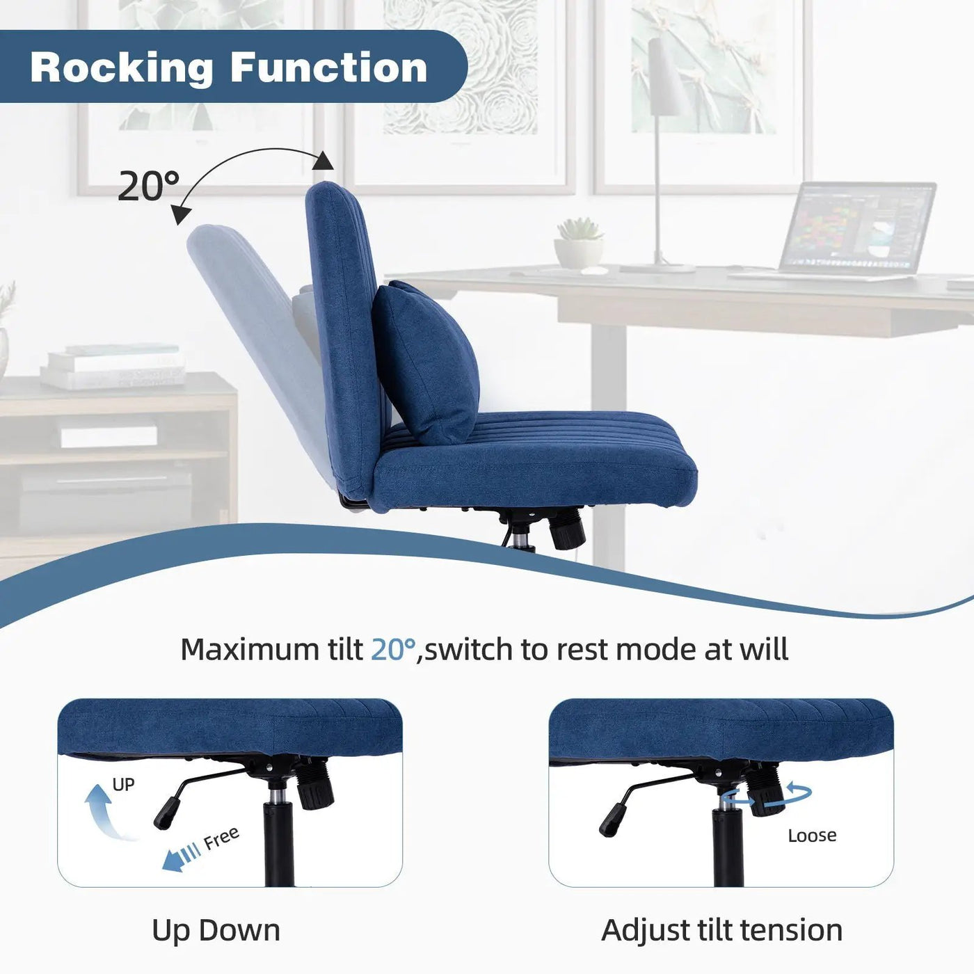 Criss Cross Office Chair With Adjustable Height, Ergonomic Design by HouseOfZazla