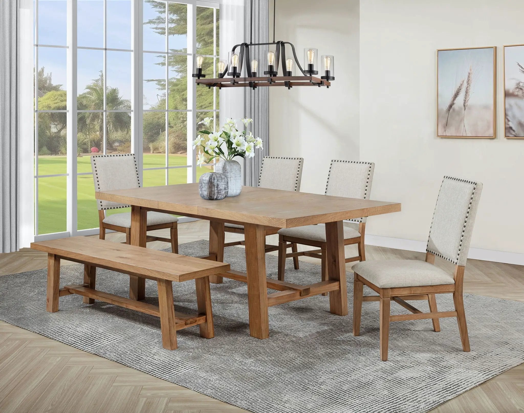 Middleton 6-piece Extension Leaf Dining Set Brown and Beige by Unique Piece Furniture