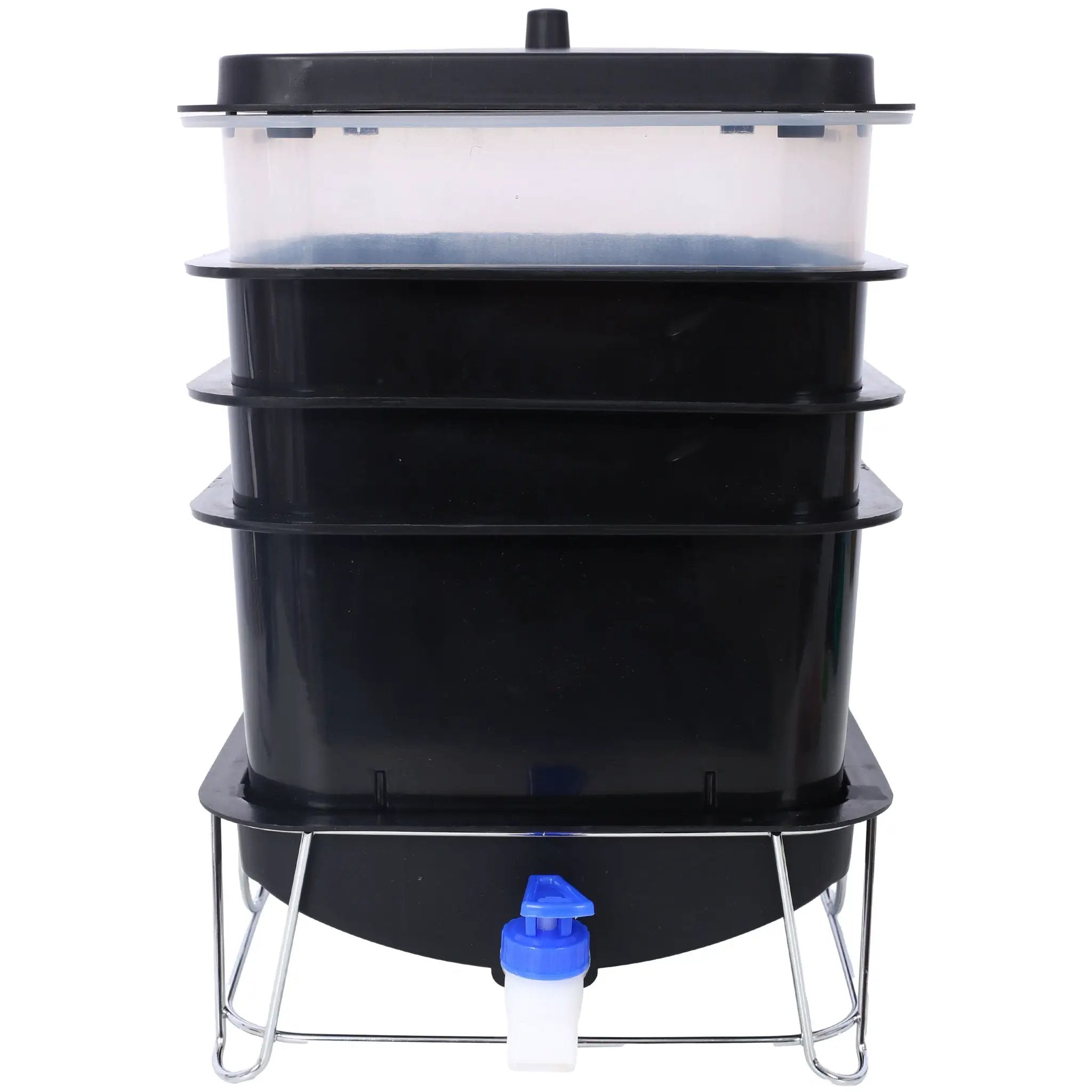 Durable Worm Farm Composting Bin With 4 Tray System For Food Waste Recycling Plastic - Black by HouseOfZazla