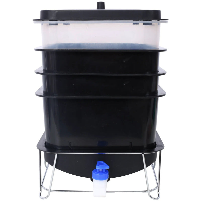 Durable Worm Farm Composting Bin With 4 Tray System For Food Waste Recycling Plastic - Black by HouseOfZazla