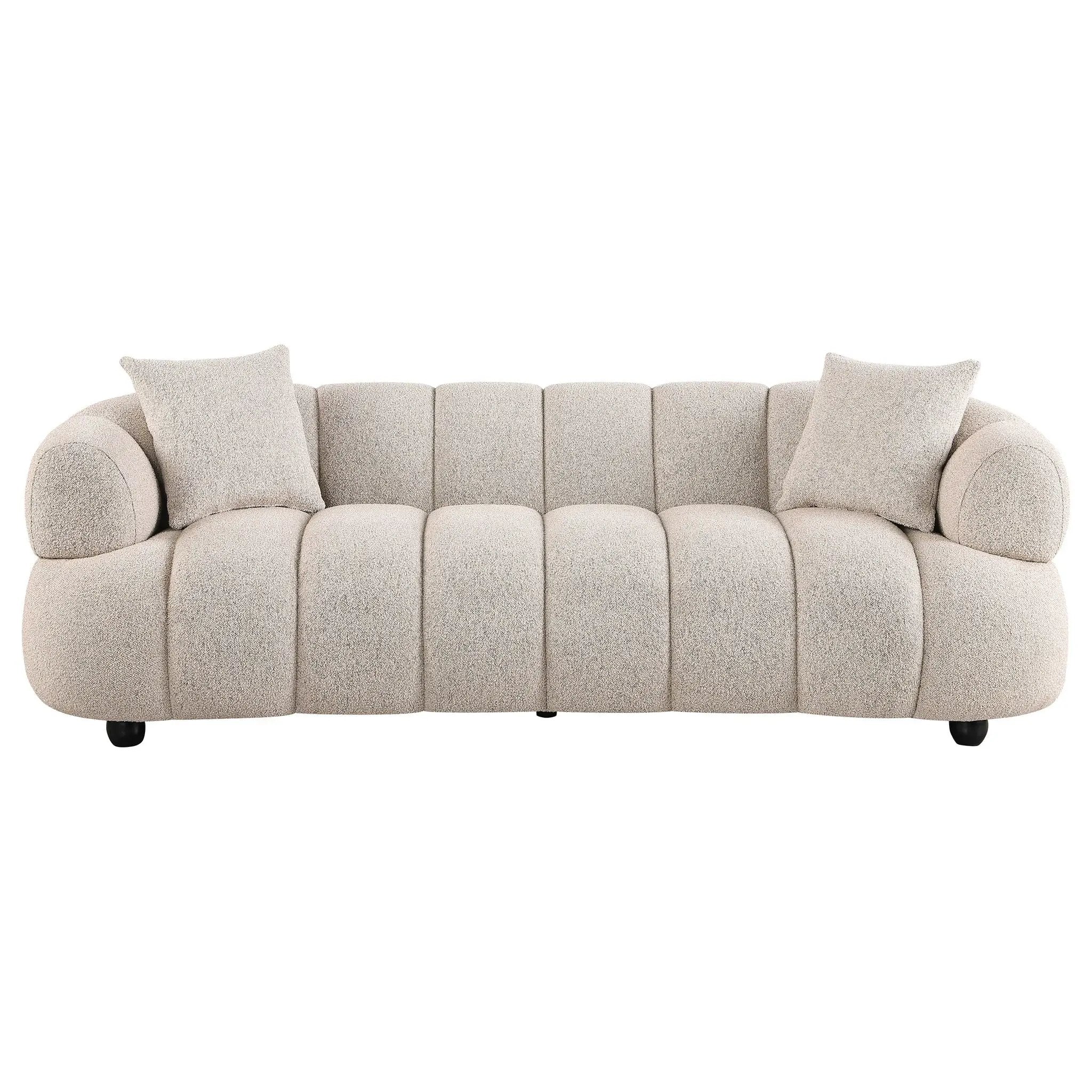 Whitney Contemporary Channel Tufted Boucle Upholstered Sofa by Unique Piece Furniture