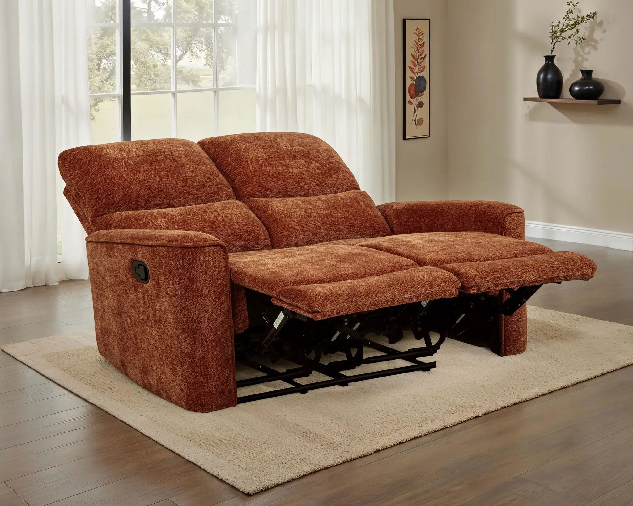 Navarro Chenille Upholstered Reclining Loveseat Burnt Orange by Unique Piece Furniture