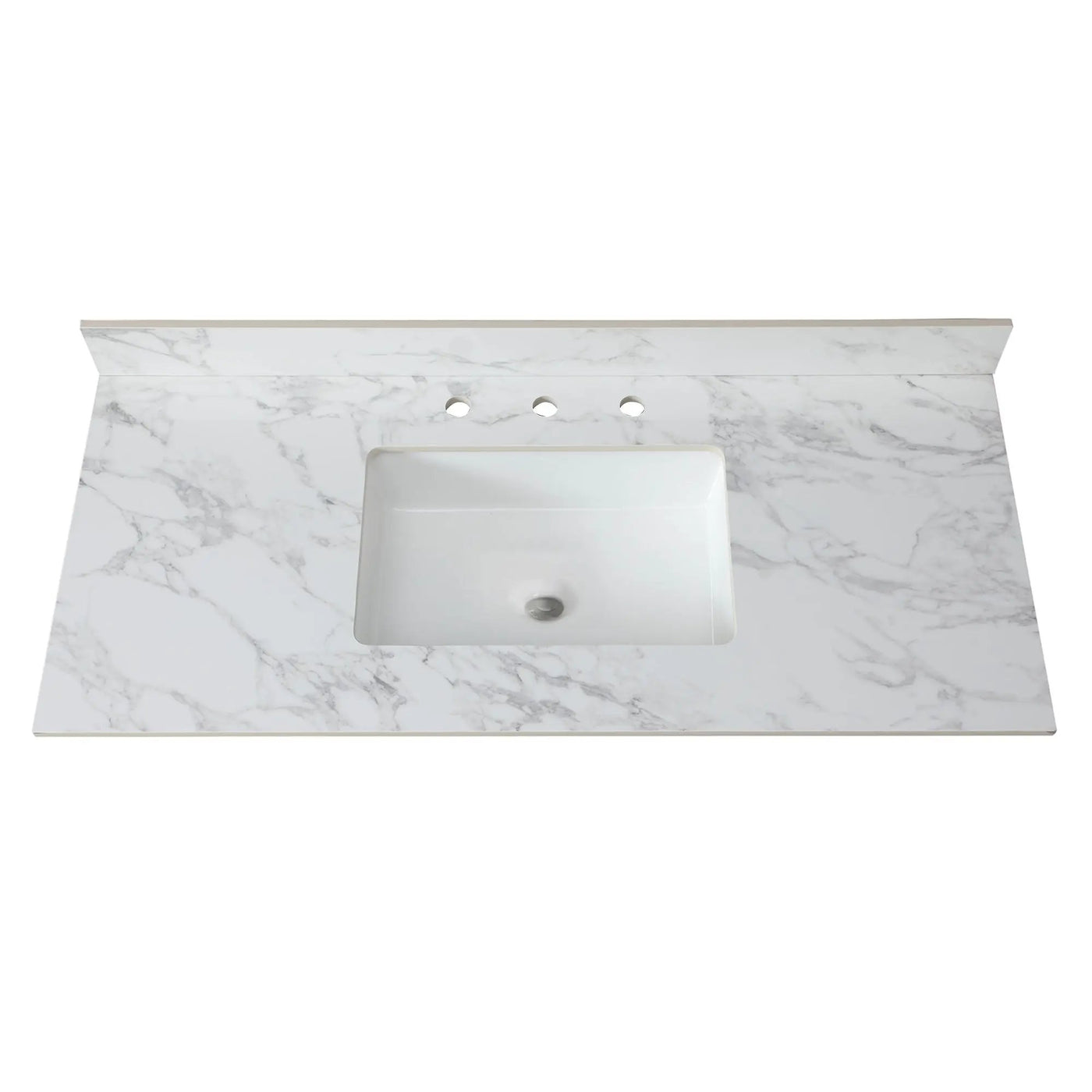 Elegant Sintered Stone Bathroom Vanity Top With Rectangular Undermount Ceramic Sink by HouseOfZazla