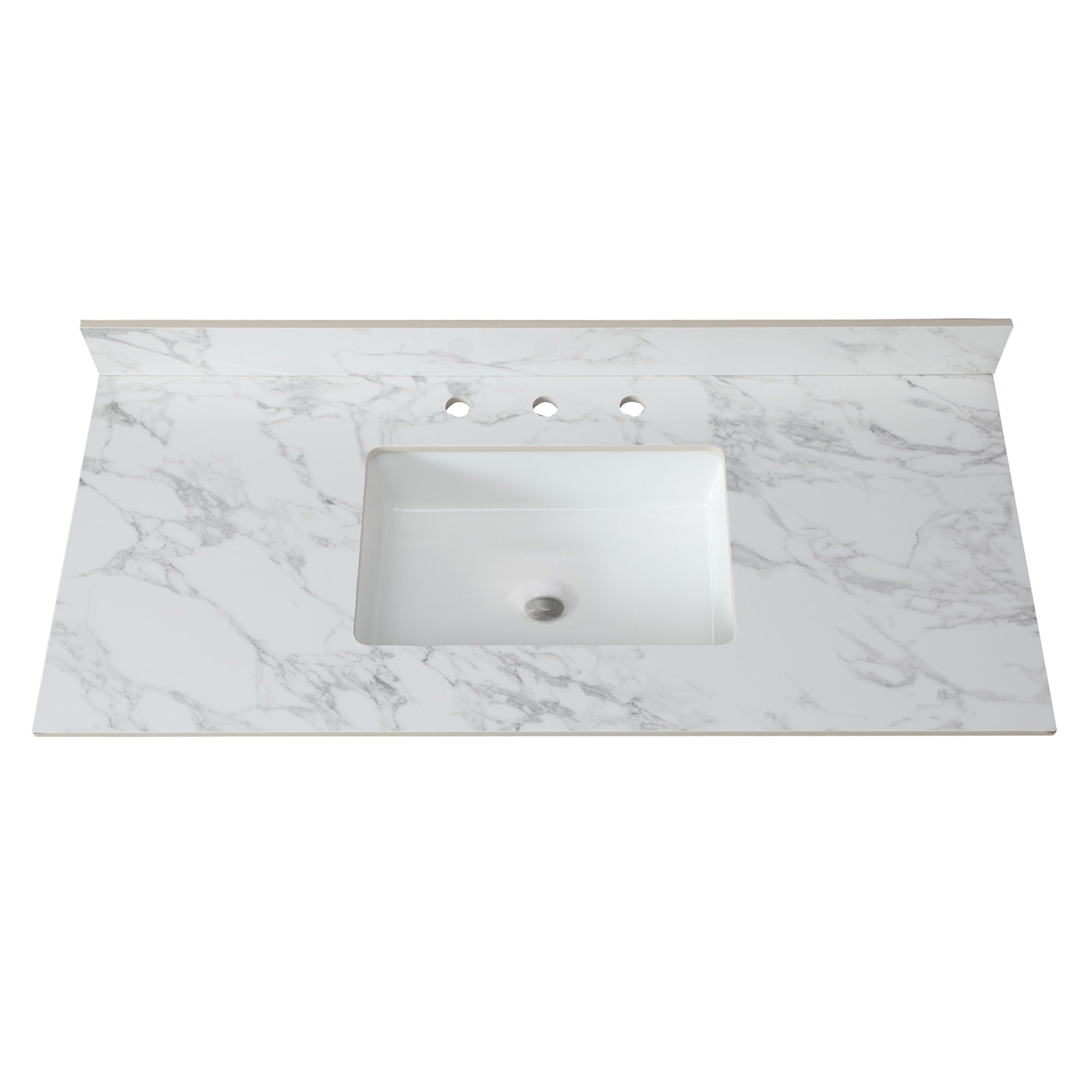 Elegant Sintered Stone Bathroom Vanity Top With Rectangular Undermount Ceramic Sink by HouseOfZazla
