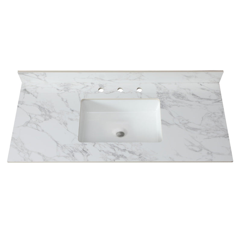 Elegant Sintered Stone Bathroom Vanity Top With Rectangular Undermount Ceramic Sink by HouseOfZazla