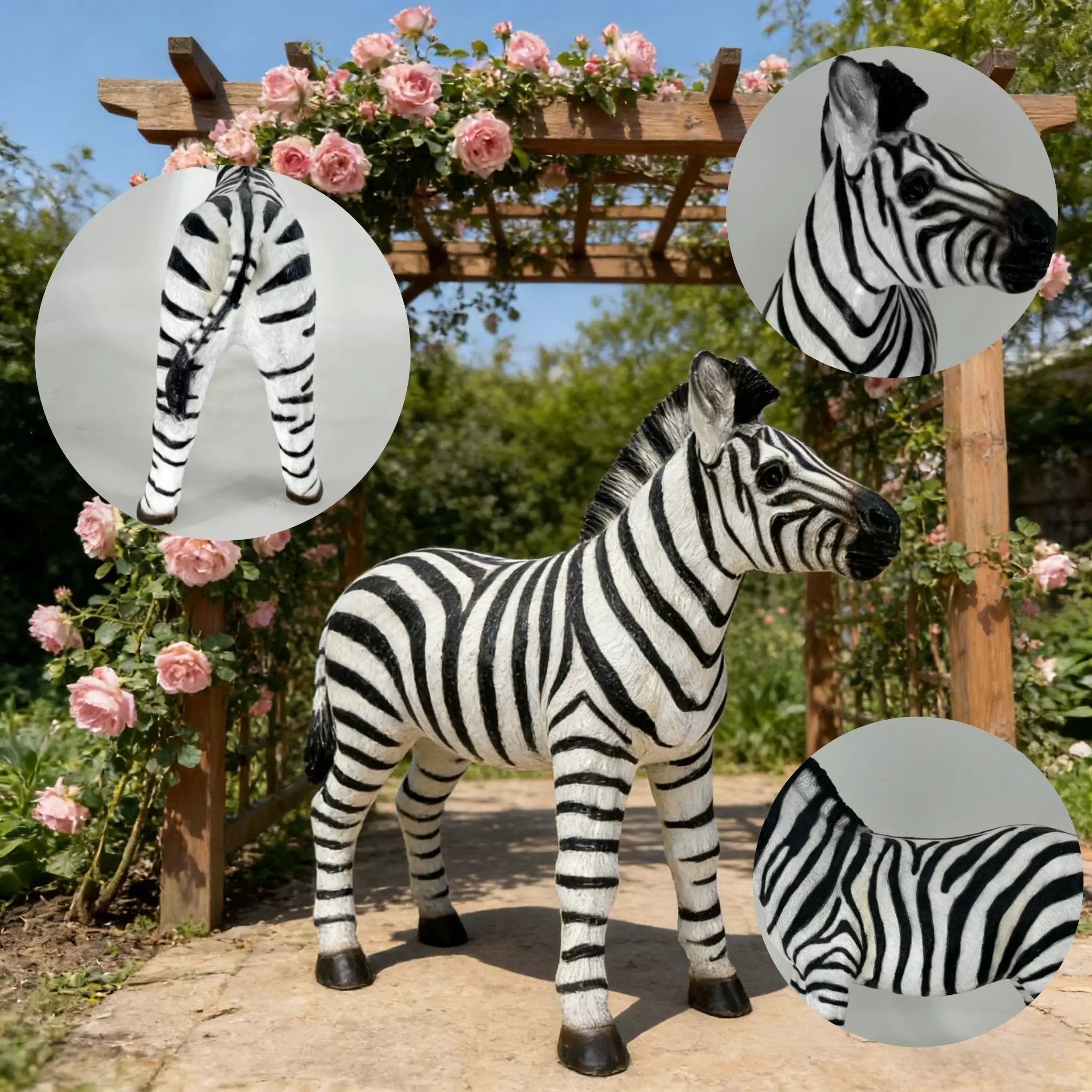 18.31" H x 19.49" L Simulated Zebra Garden Statue by HouseOfZazla