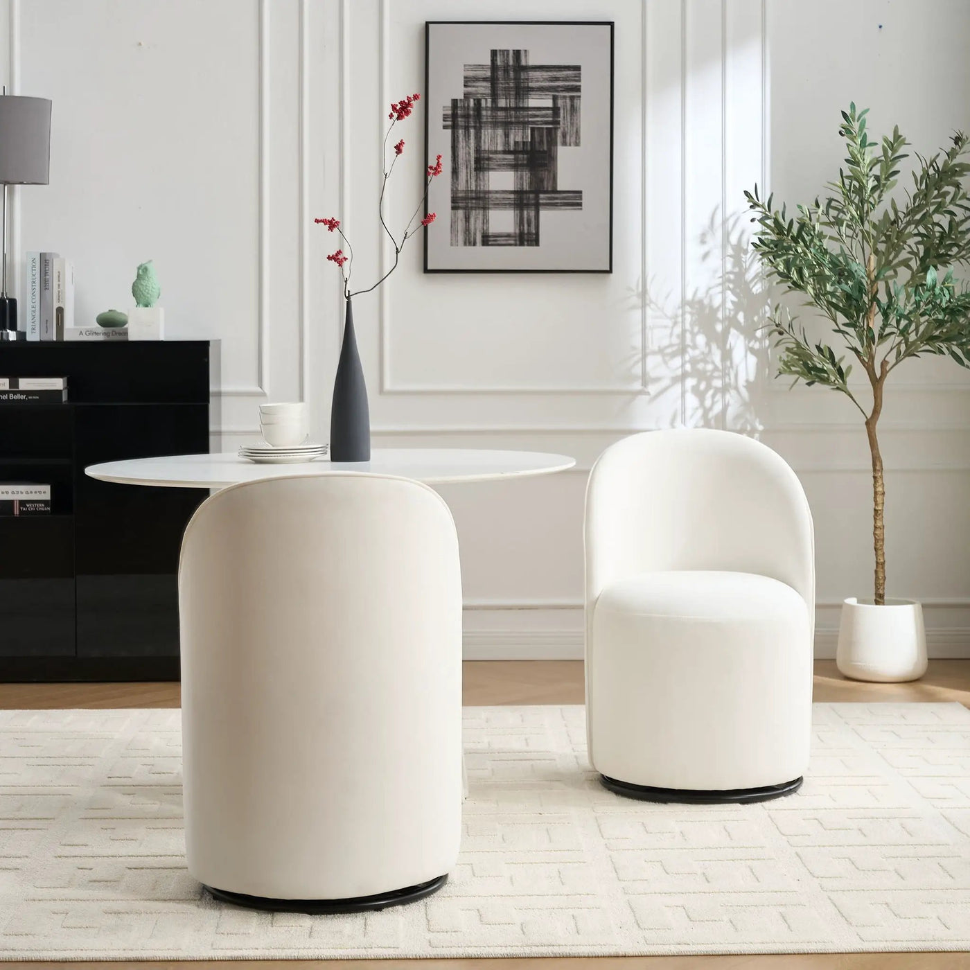 360 Degree Swivel Armless Dining Barrel Chair by Unique Piece Furniture