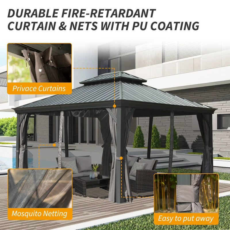 10' X 14' Hardtop Gazebo with Double Roof by HouseOfZazla
