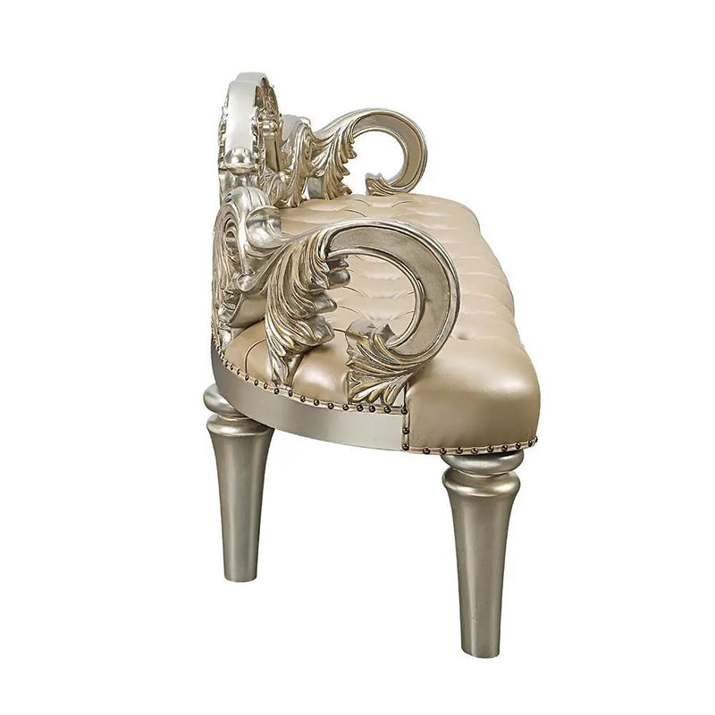 Danae - Bench - Champagne Synthetic Leather & Gold by Unique Piece Furniture