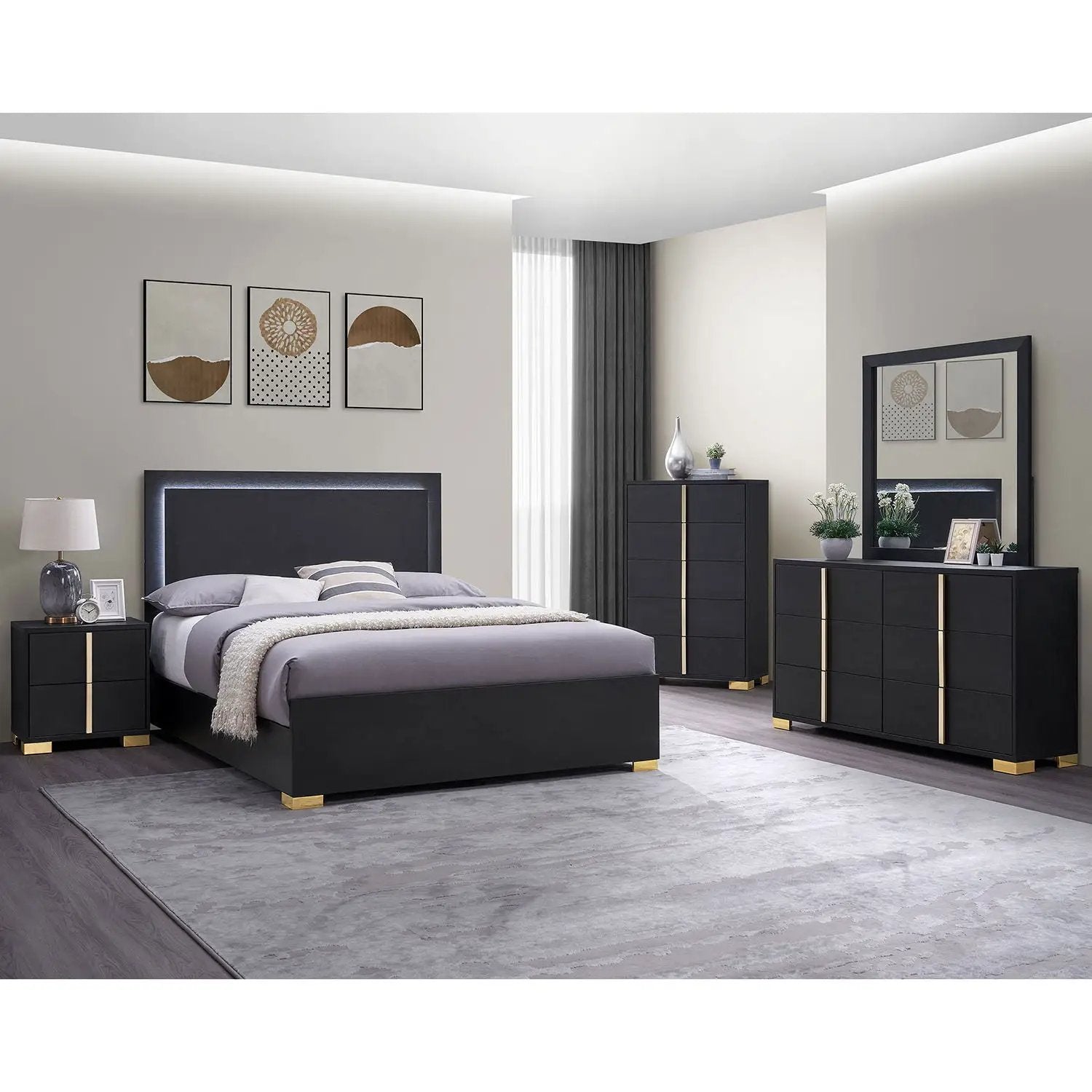 Jeremiah - LED Panel Bed With Touch Controlled Lighting