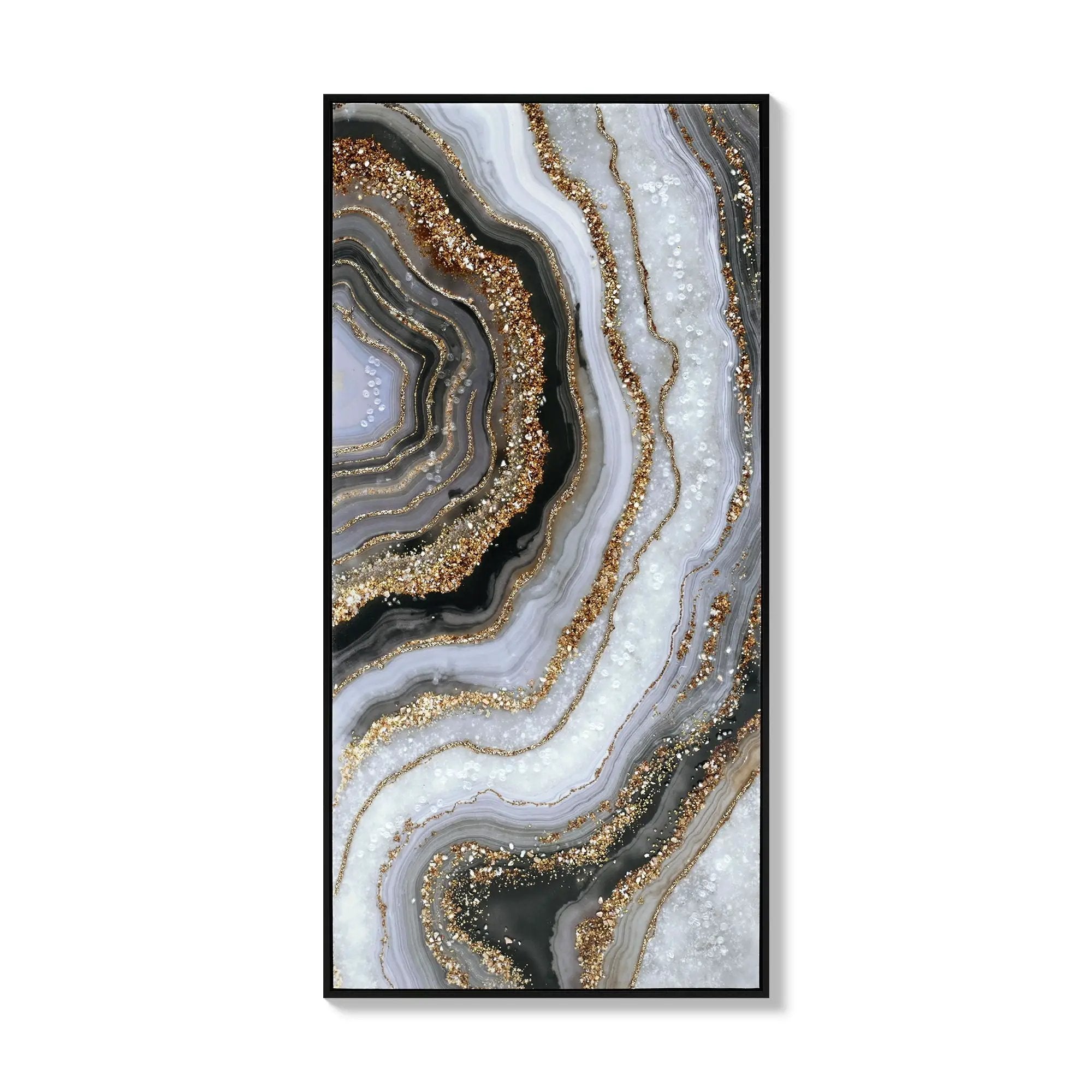 Canvas Painting Wall Art Framed, Artwork Decor, Picture Marble Print Paintings For Living Room - Frosted Glass / Gold by Unique Piece Furniture