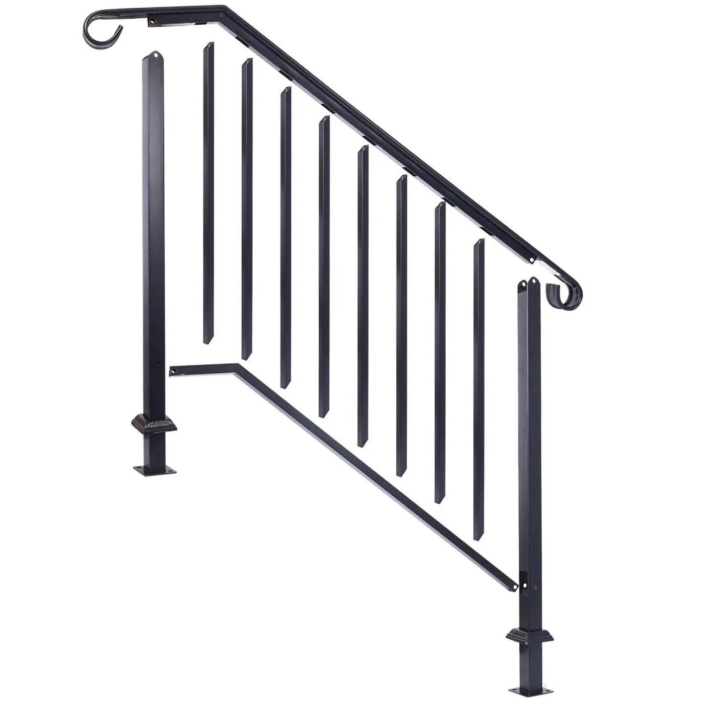 Handrails For Outdoor Steps, Fit 2 Or 3 Steps Outdoor Stair Railing, Wrought Iron Handrail, Flexible Porch Railing, Transitional Handrails For Concrete Steps Or Wooden Stairs by HouseOfZazla