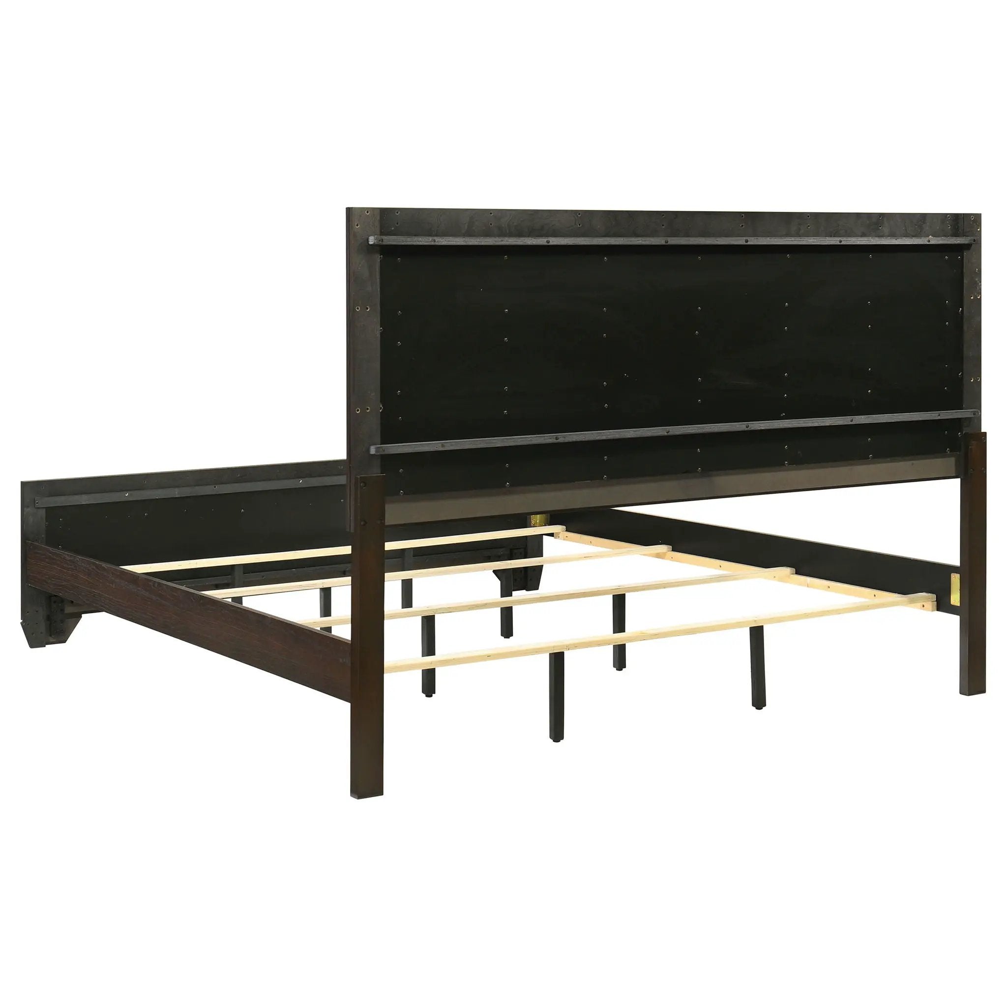Kauffman Wood Eastern King Panel Bed Dark Cocoa by Unique Piece Furniture