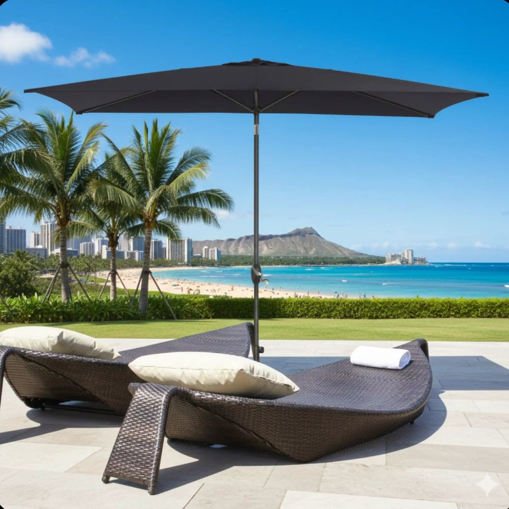 Rectangular Patio Umbrella With Crank Tilt, Polyester UV-Resistant Canopy by HouseOfZazla