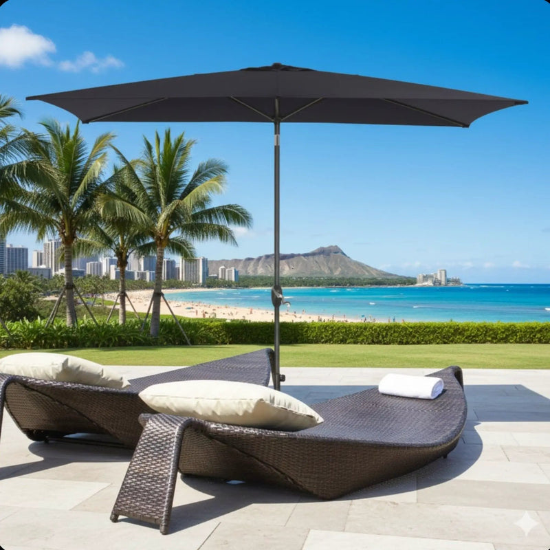 Rectangular Patio Umbrella With Crank Tilt, Polyester UV-Resistant Canopy by HouseOfZazla