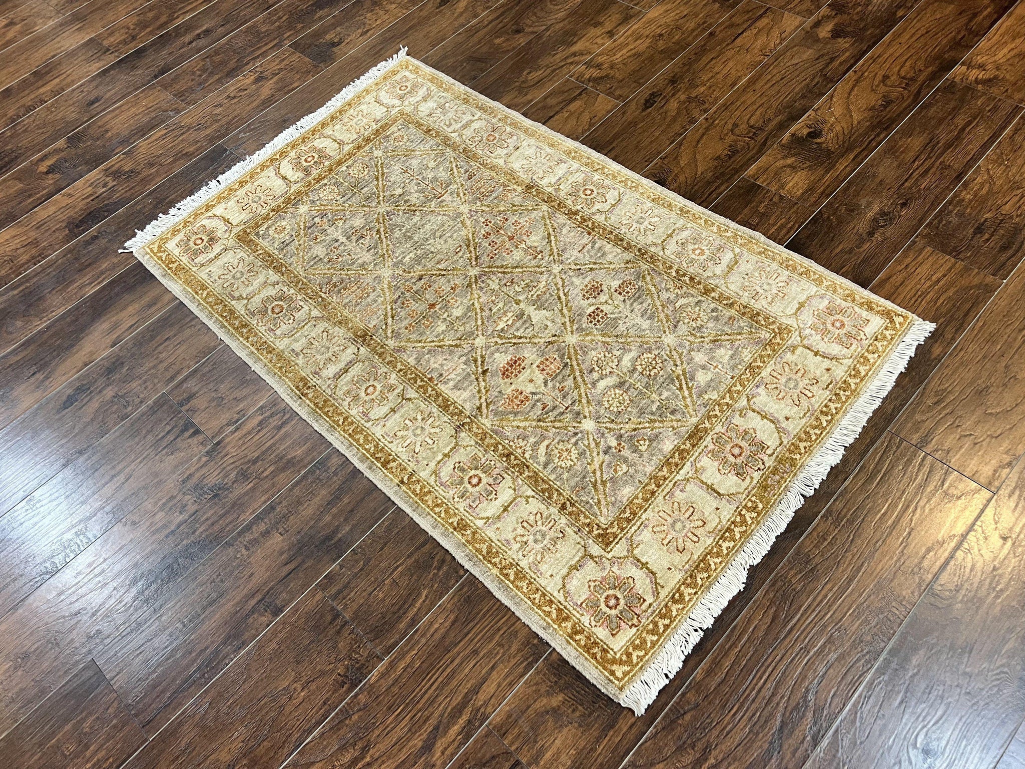 Pakistani Peshawar Rug 3x5, Safavieh Wool Handmade Hand Knotted Vintage Rug, Panel Design 3 x 5 Oriental Carpet by Jewel Rugs