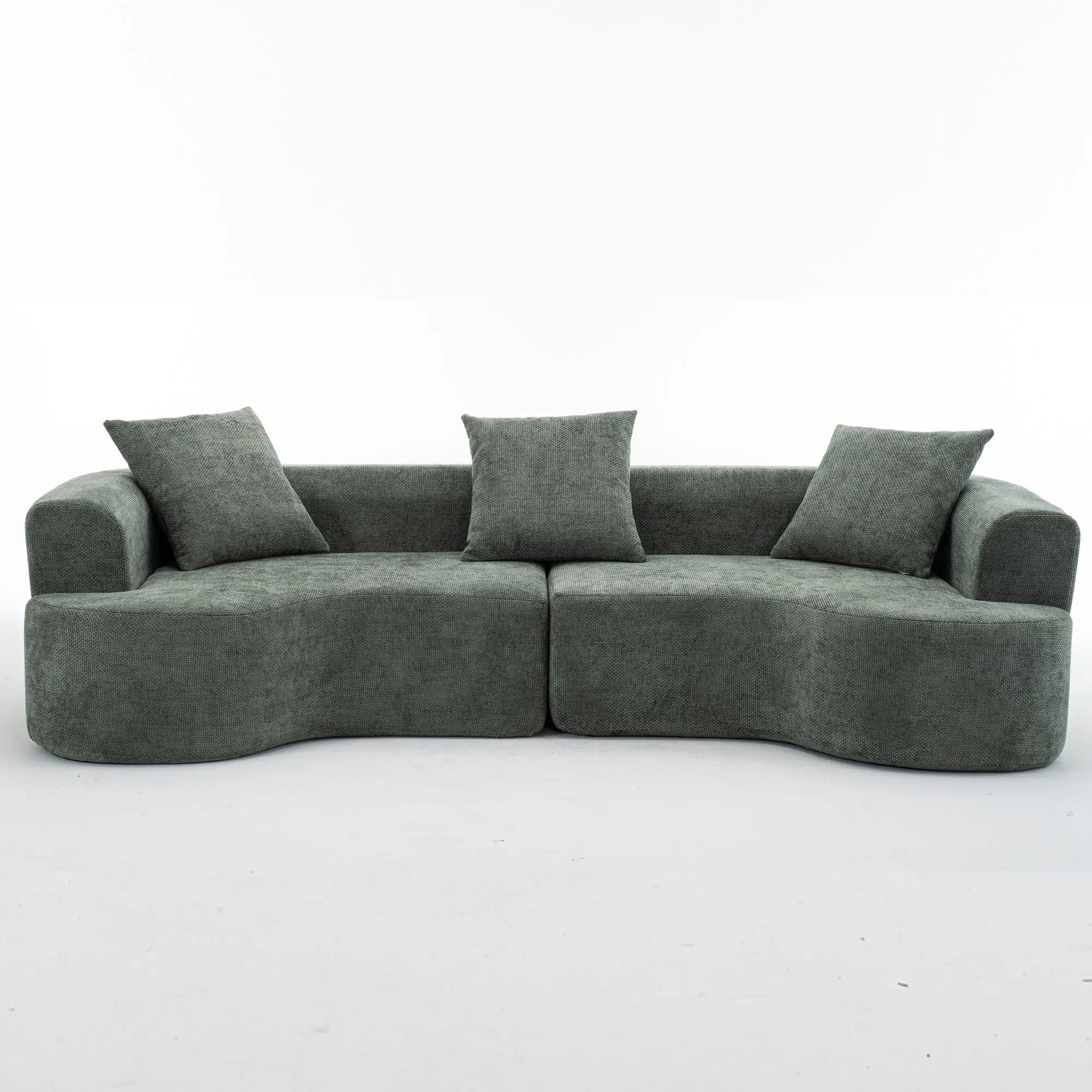Modern Style Ultra Smooth Curved Sofa With 3 Pillows by HouseOfZazla