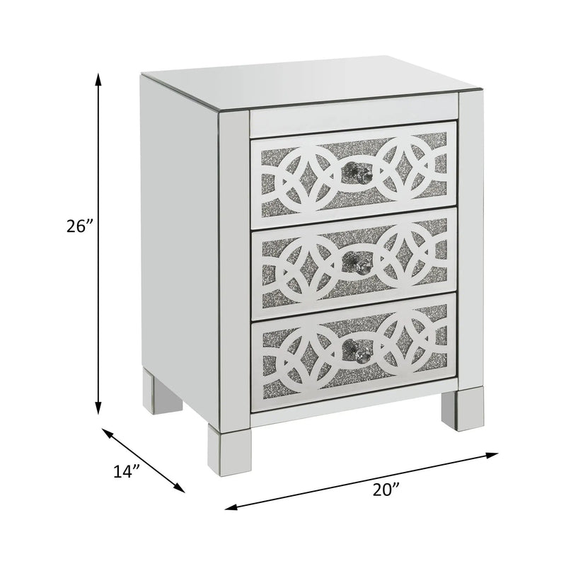 Noralie - Accent Table With 3 Drawers - Mirrored & Faux Diamonds by Unique Piece Furniture