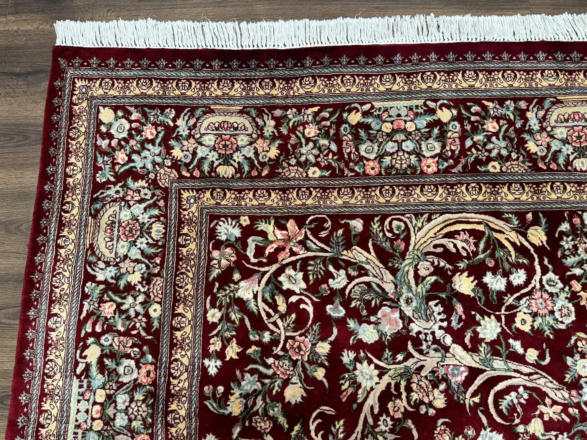 Burgundy Persian Rug 8x10, Pak Persian Floral Carpet, Very Fine 300 KPSI by Jewel Rugs