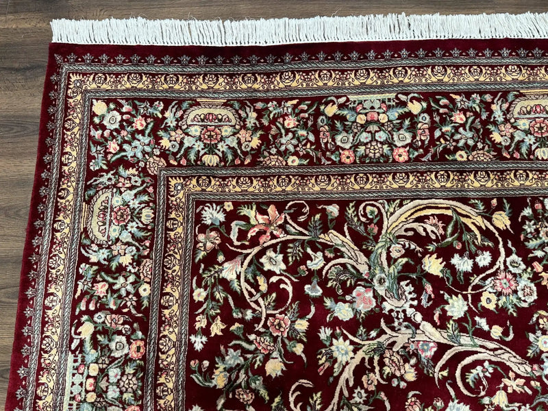 Burgundy Persian Rug 8x10, Pak Persian Floral Carpet, Very Fine 300 KPSI by Jewel Rugs