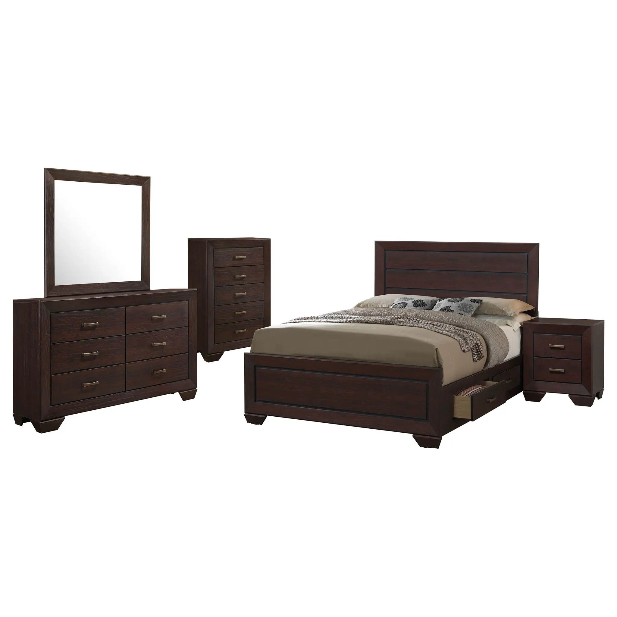 Kauffman 5-piece Eastern King Bedroom Set Dark Cocoa by Unique Piece Furniture