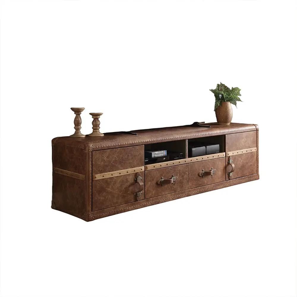 Aberdeen - TV Stand - Retro Brown Top Grain Leather by Unique Piece Furniture