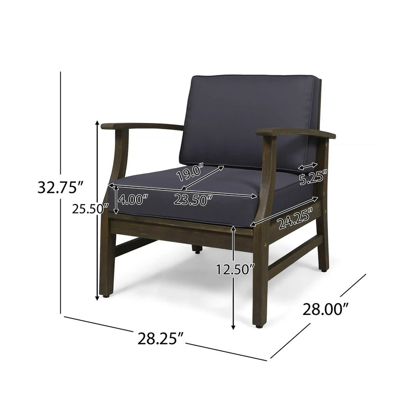 Enchanting Outdoor Club Chair With Slat Panel Design And Water Resistant Cushion - Dark Gray by HouseOfZazla