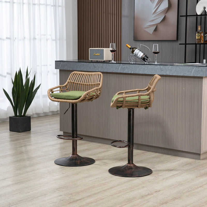 Modern Swivel Bar Stools Adjustable Counter Chairs With Footrest (Set of 2) by HouseOfZazla
