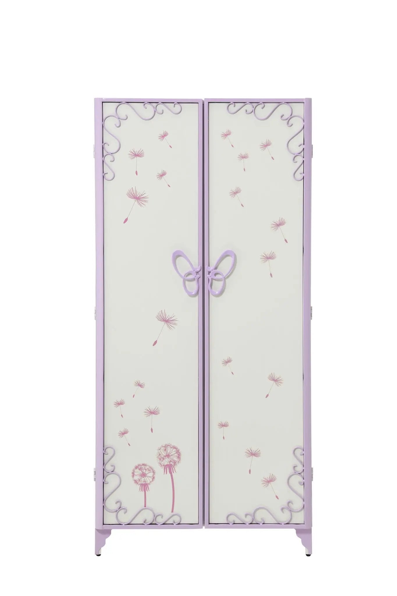 Priya II - Synthetic Leather Purple Wardrobe - Purple / White by Unique Piece Furniture