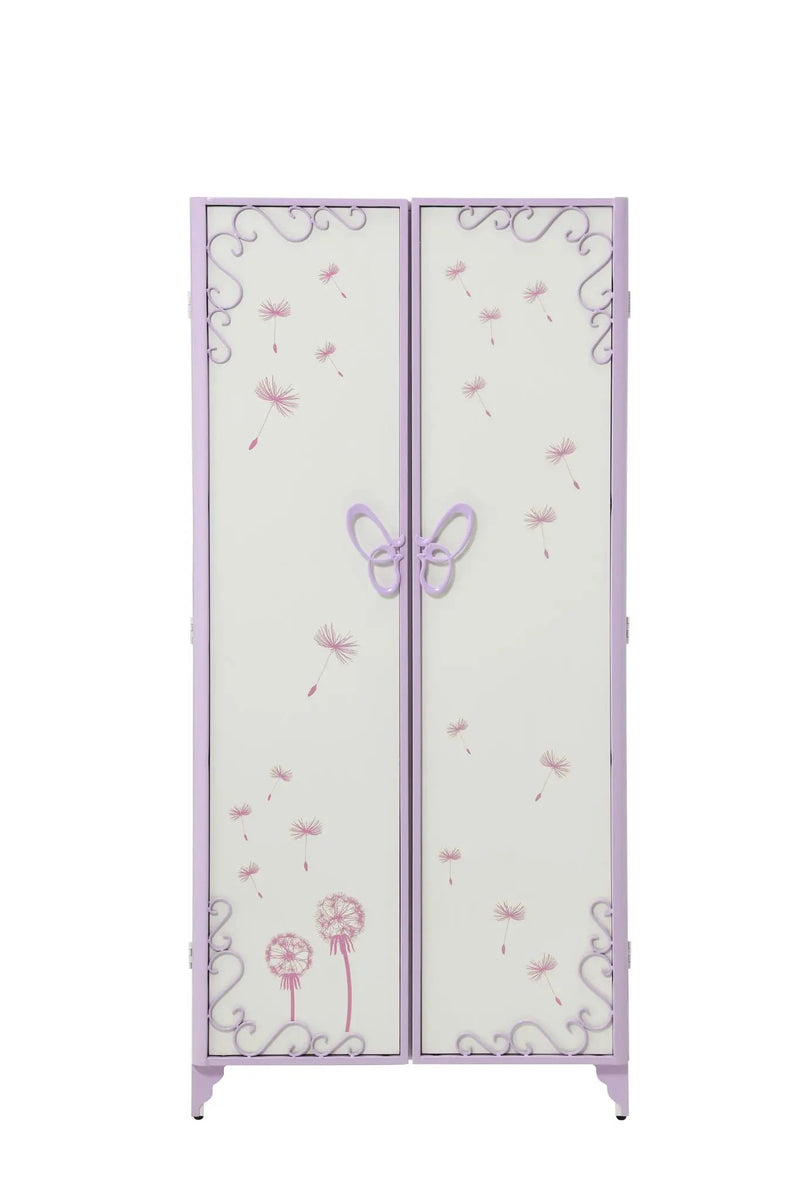 Priya II - Synthetic Leather Purple Wardrobe - Purple / White by Unique Piece Furniture