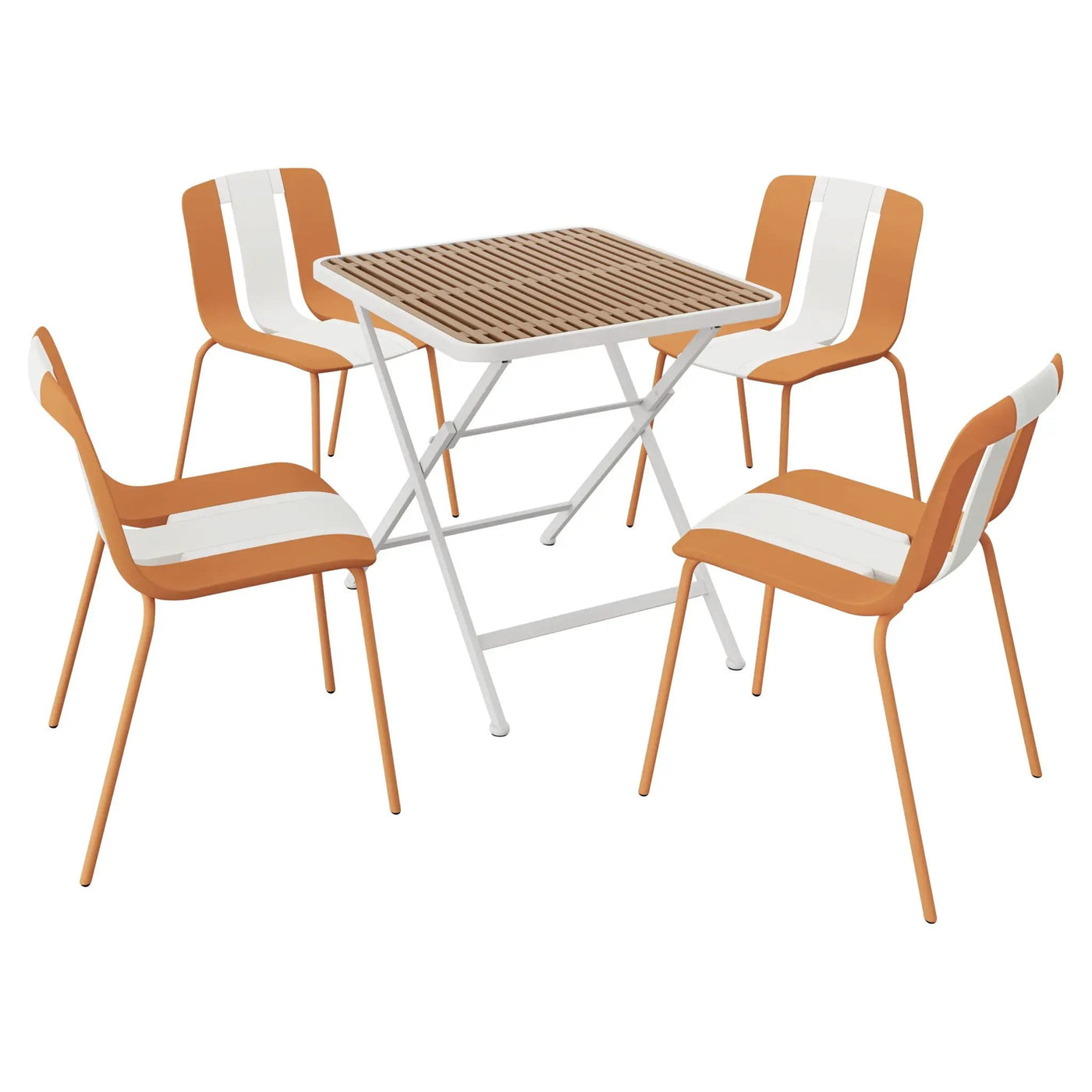 4 Piece Set Of Modern Striped Single Chairs With Folding Square Table by HouseOfZazla