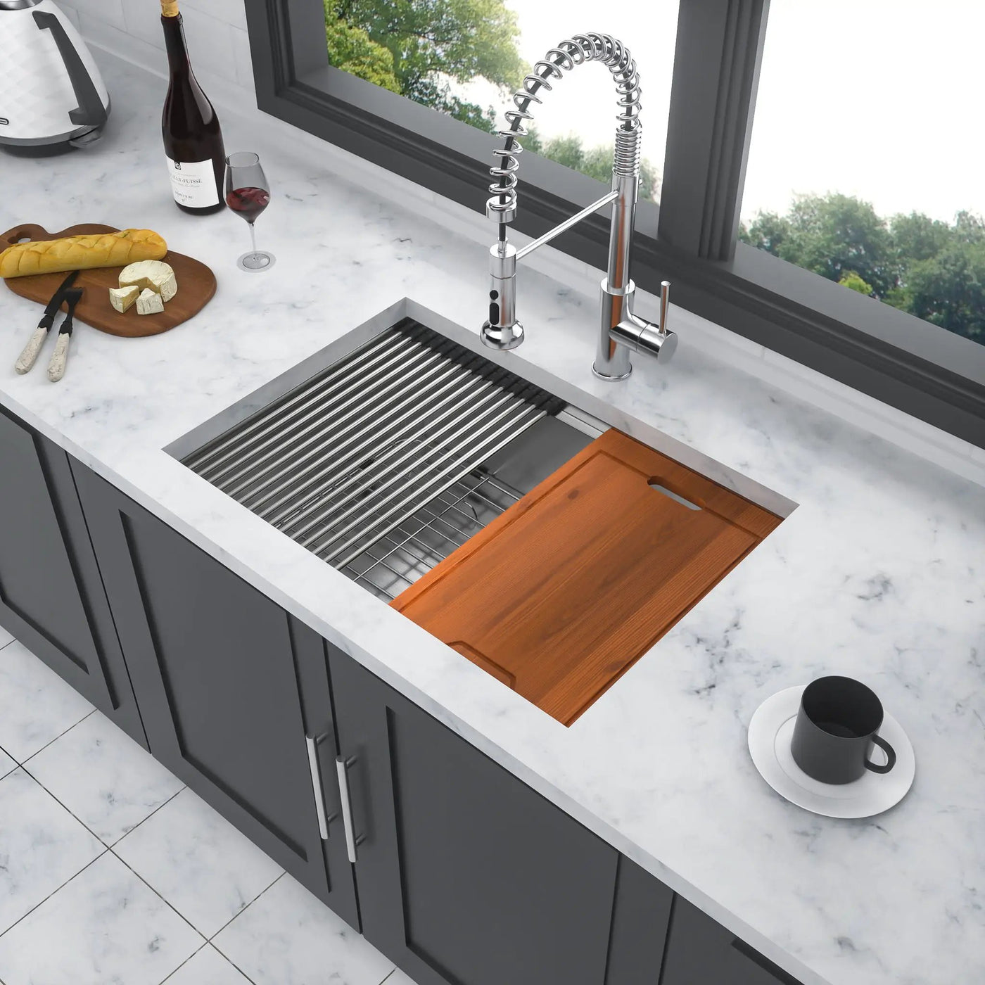 Single Bowl Undermount Workstation Kitchen Sink with Accessories by HouseOfZazla