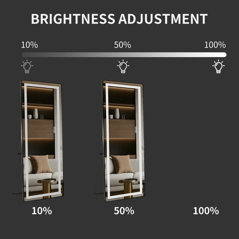 Full-Length Vertical Mirror With LED Light, Dimming Wall Mirror With Frame by HouseOfZazla