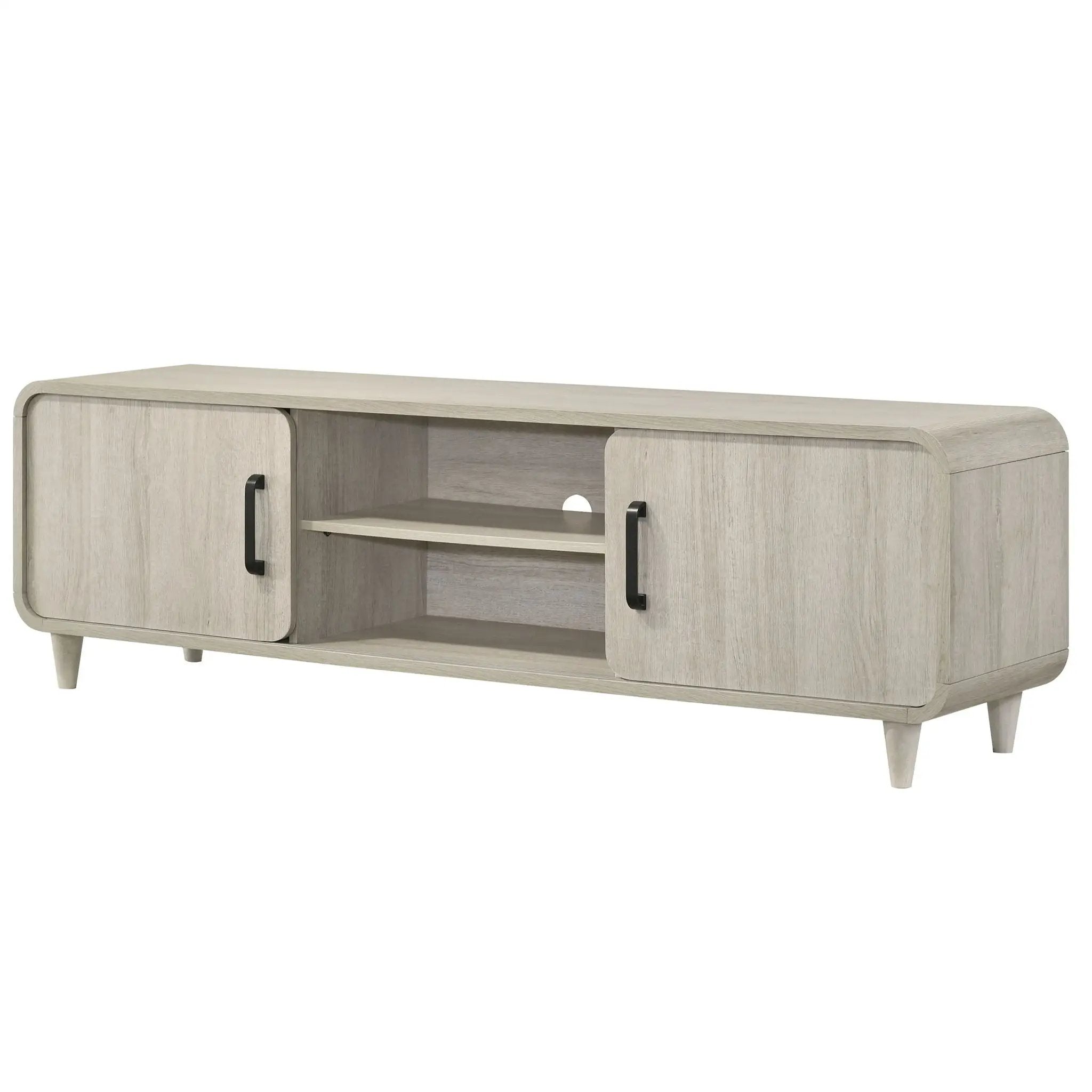 TV Stand With Sliding Doors And Handles, Living Room Furniture - Antique White by Unique Piece Furniture