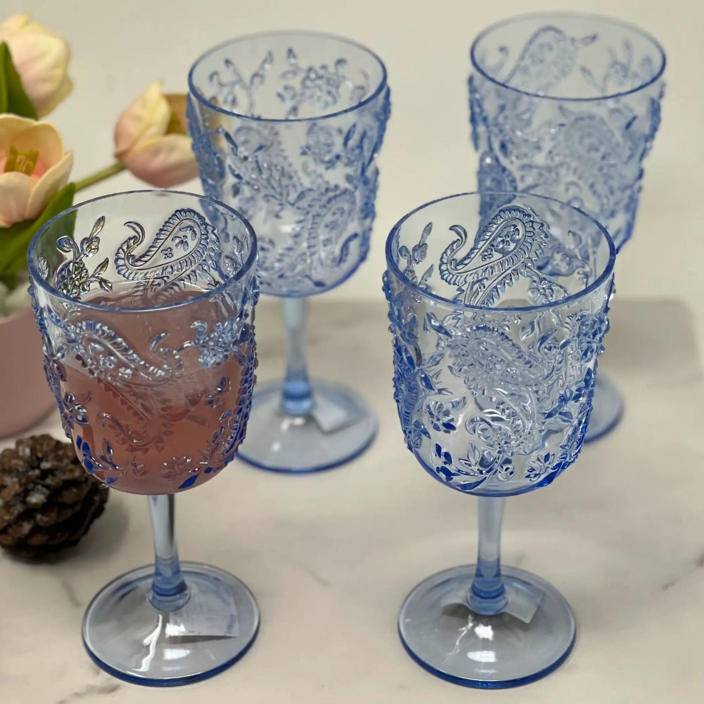 Paisley Acrylic Wine Glasses (Set of 4) by HouseOfZazla
