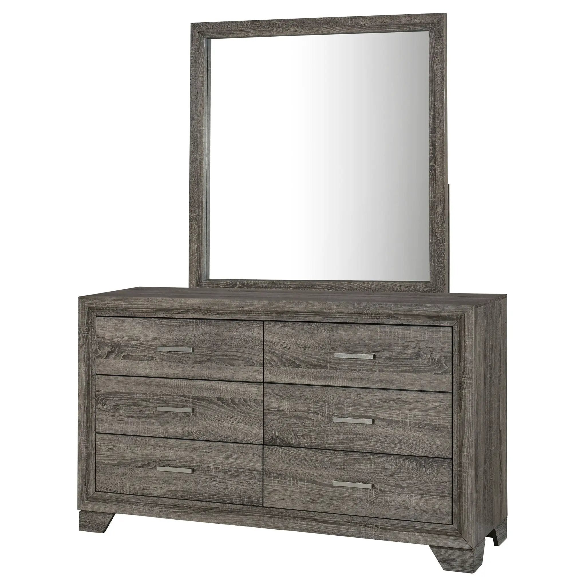 Wright 6-drawer Dresser and Mirror Brown Oak by Unique Piece Furniture