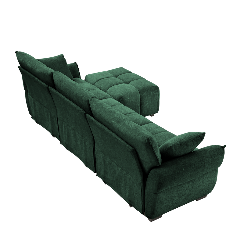 Three-Seater Sofa Set With Ottoman And Pillows by HouseOfZazla