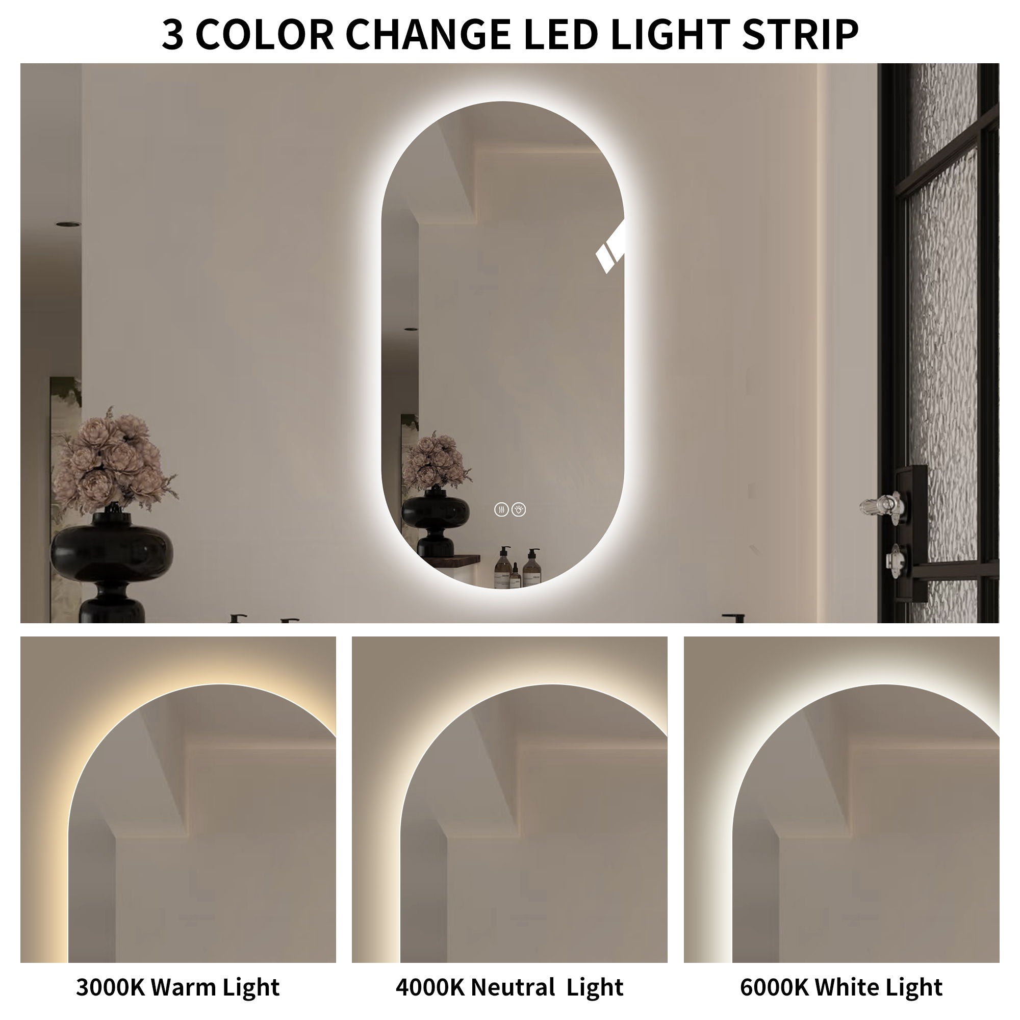 Smart Wall Mounted LED Touch Screen Mirror With Anti-Fog Function And Adjustable Lighting by HouseOfZazla