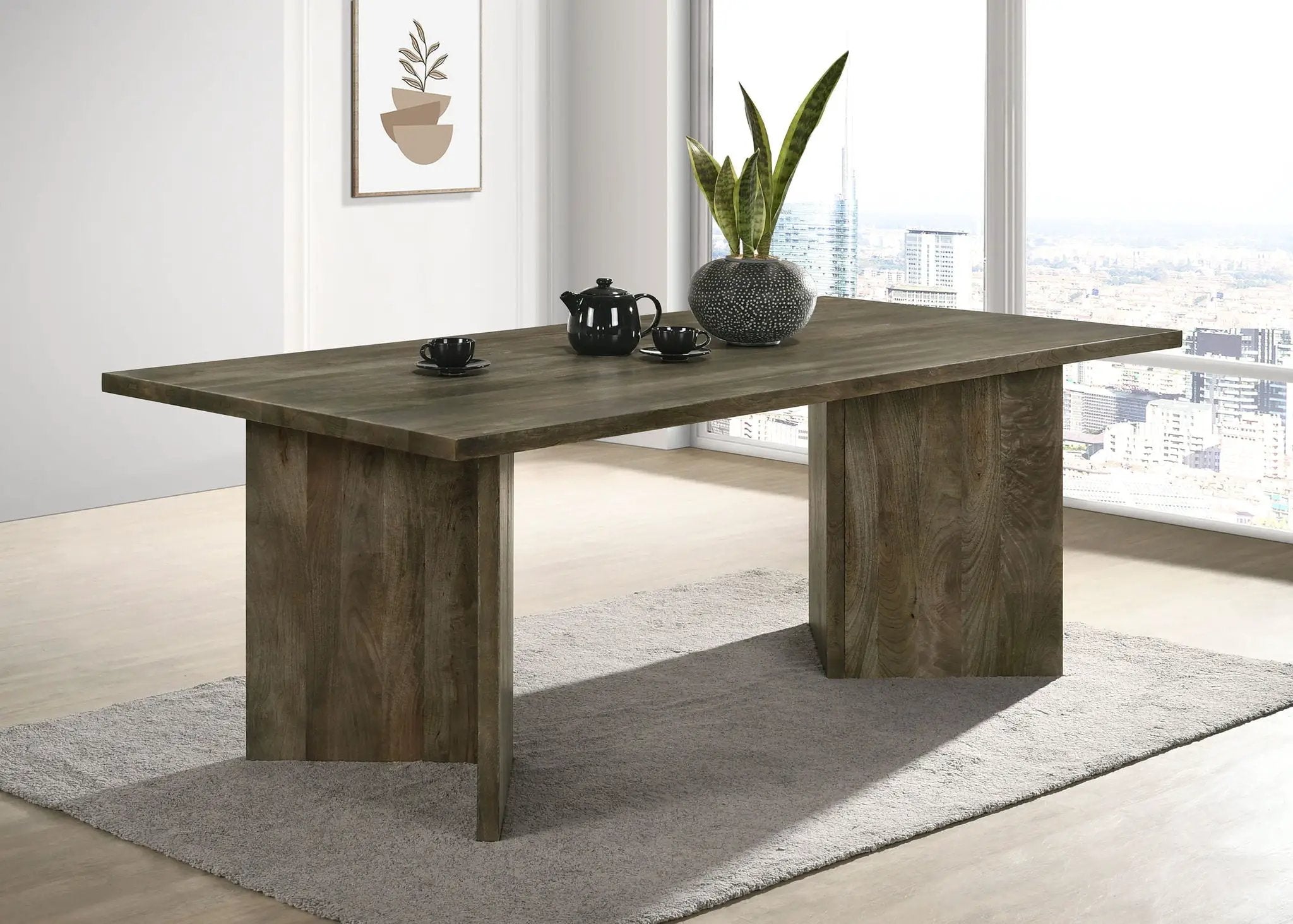 Tyler 80-inch Solid Wood Dining Table Mango Brown by Unique Piece Furniture