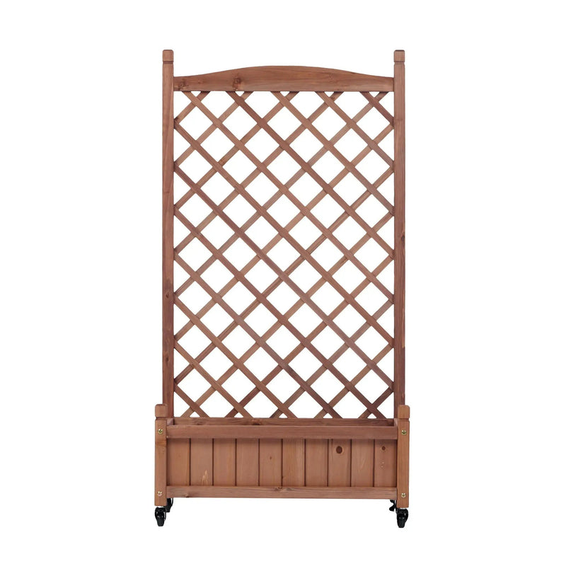 Raised Garden Bed With Trellis 2 Pack, Outdoor Planter Box & Plant Stand With Climbing Racks - Brown by HouseOfZazla